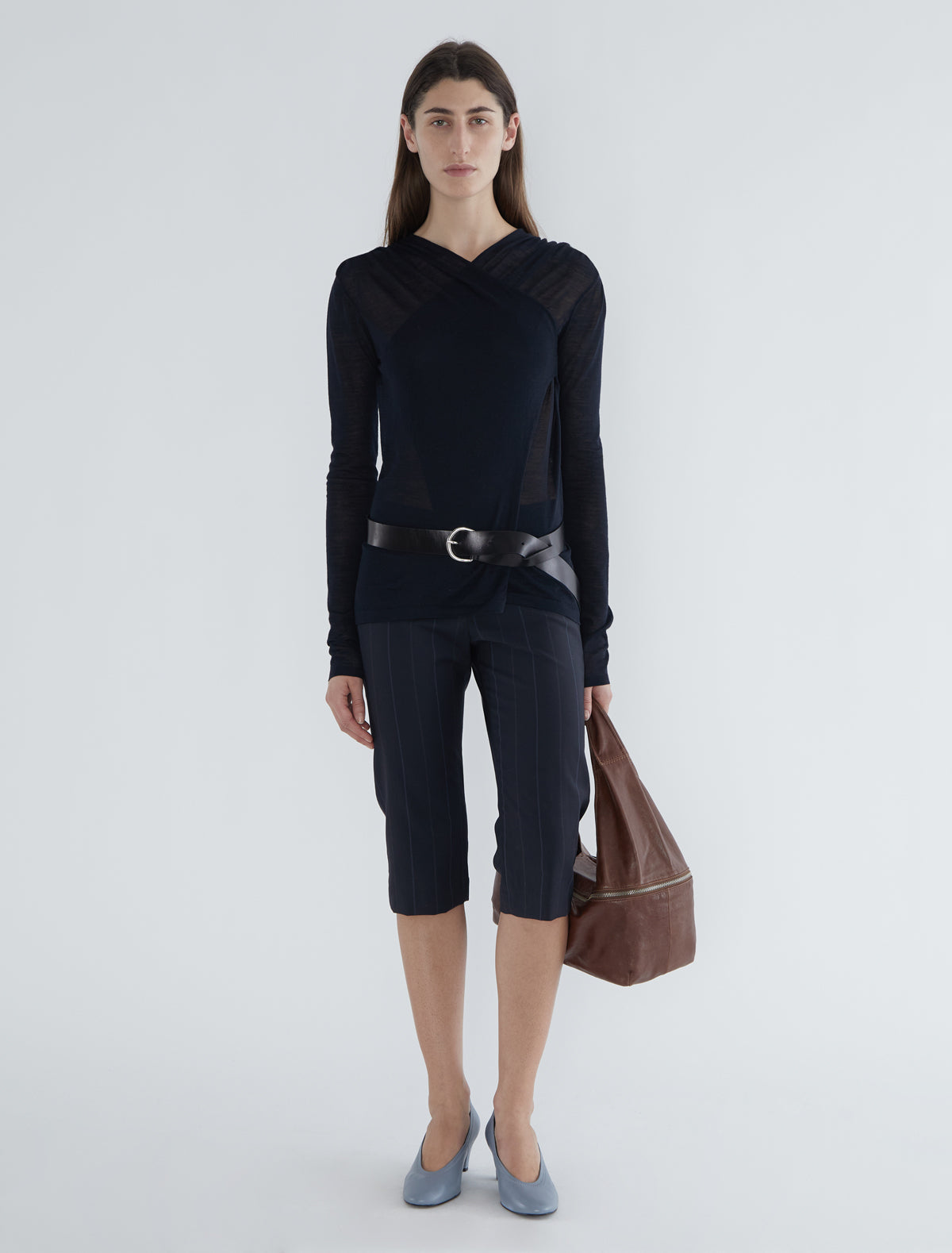 Coeba crossover top gathered shoulders black