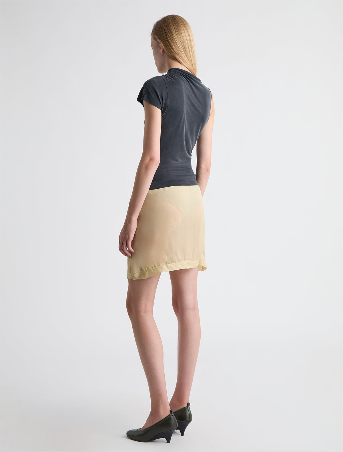 Elvira asymmetric cupro top black