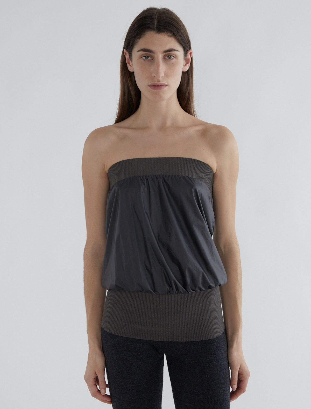 Fino mixed fabric top grey