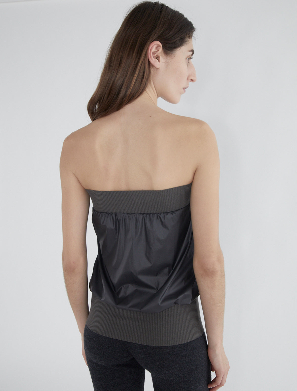 Fino mixed fabric top grey