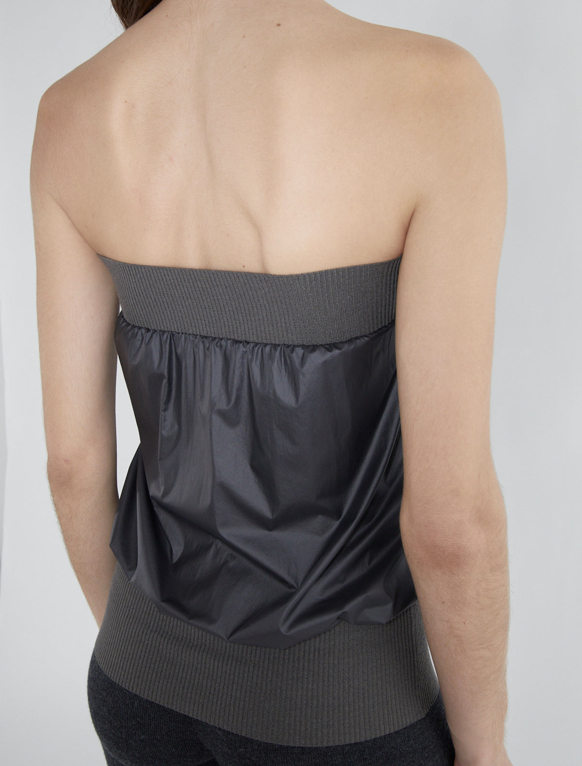 Fino mixed fabric top grey