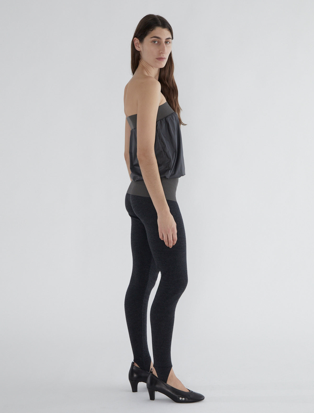 Fino mixed fabric top grey