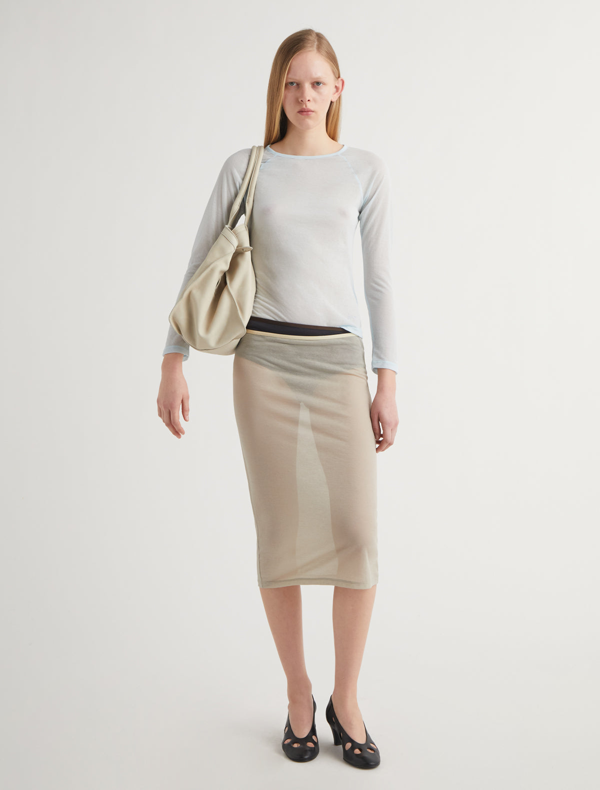 HIRO-Light blue delicate sheer top with raglan sleeves and PW