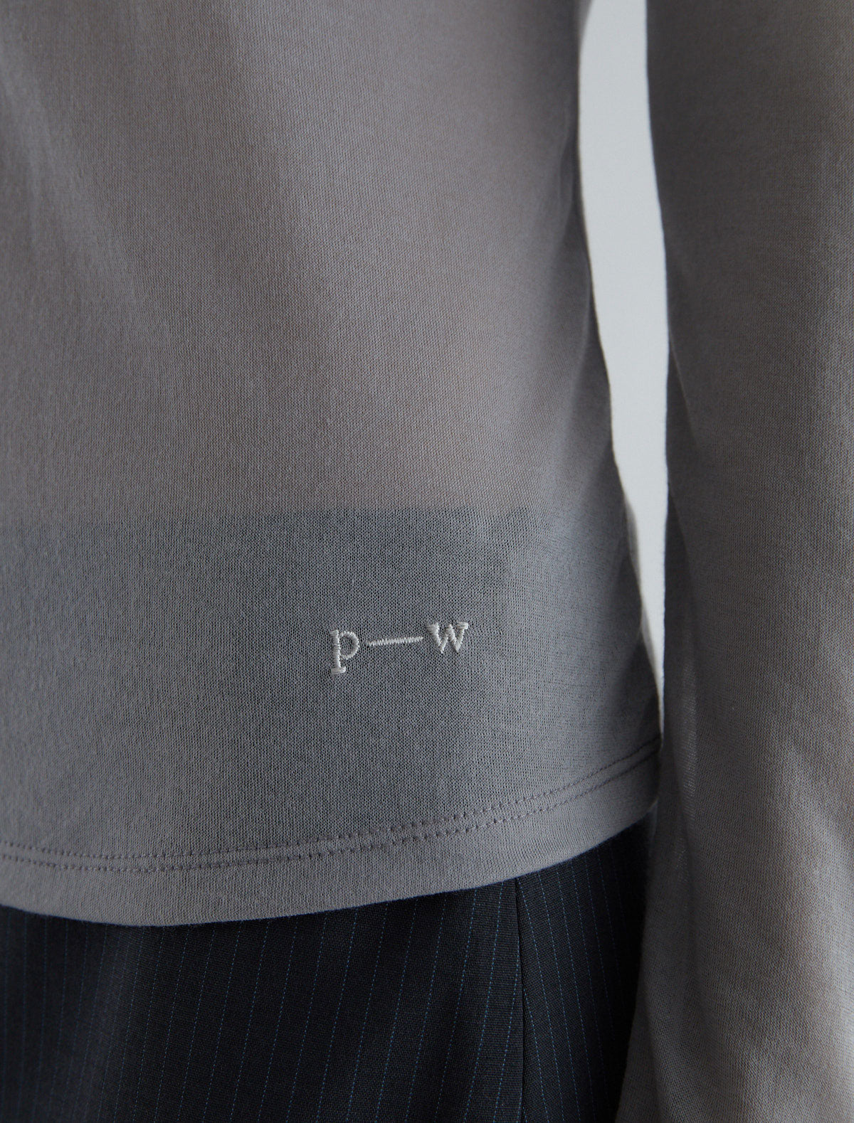 HIRO-Grey delicate sheer top with raglan sleeves and PW embroidery