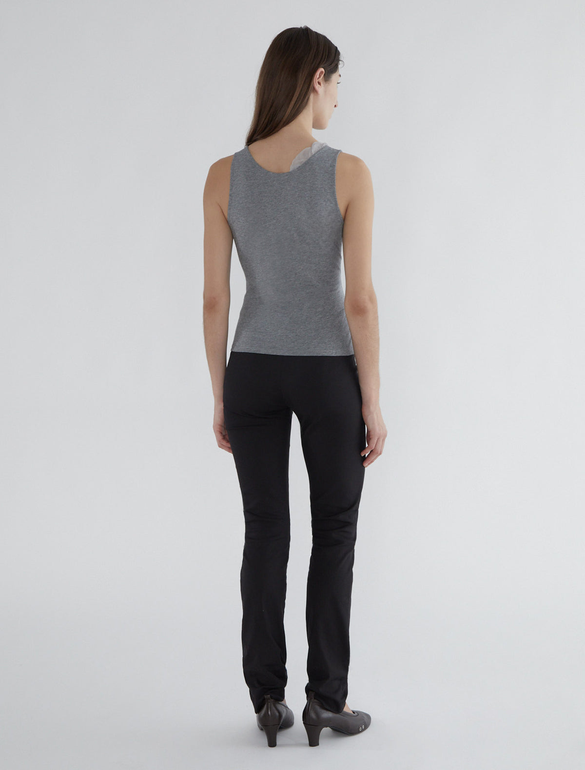 Jason tank top silk ruffle grey