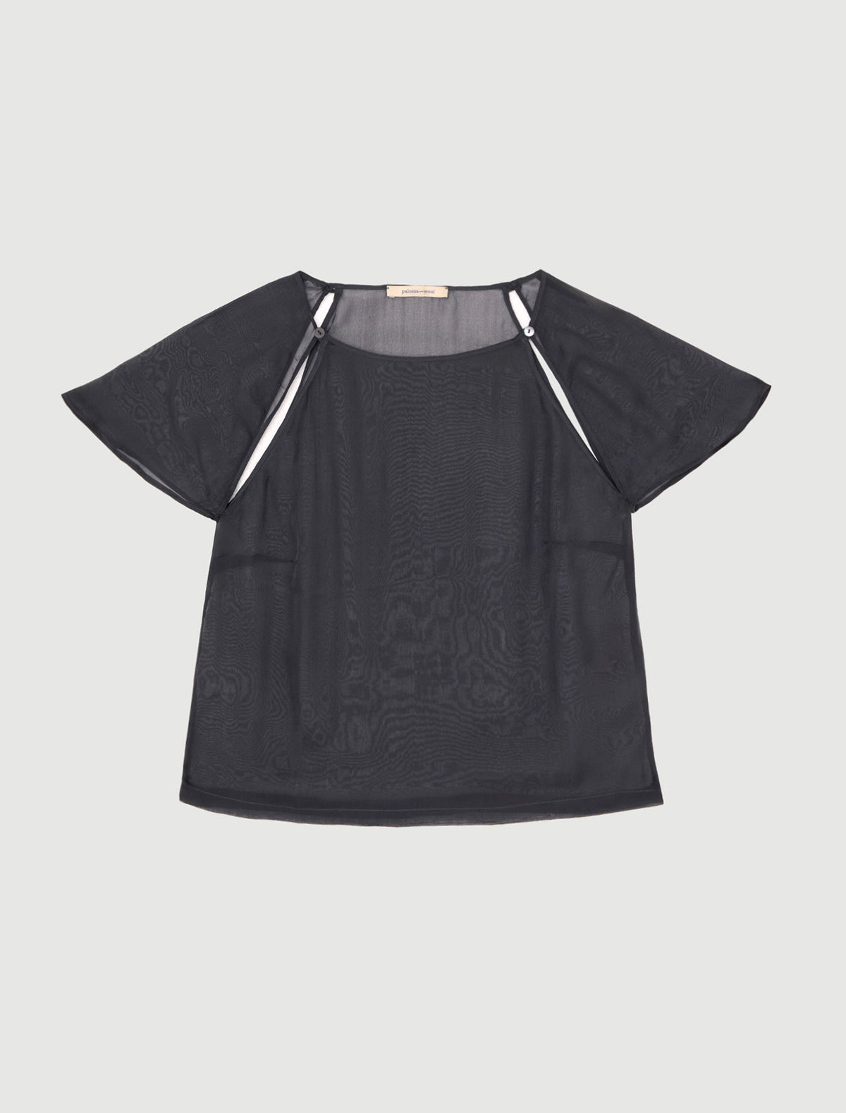 Lira short sleeve silk top side armhole openings grey