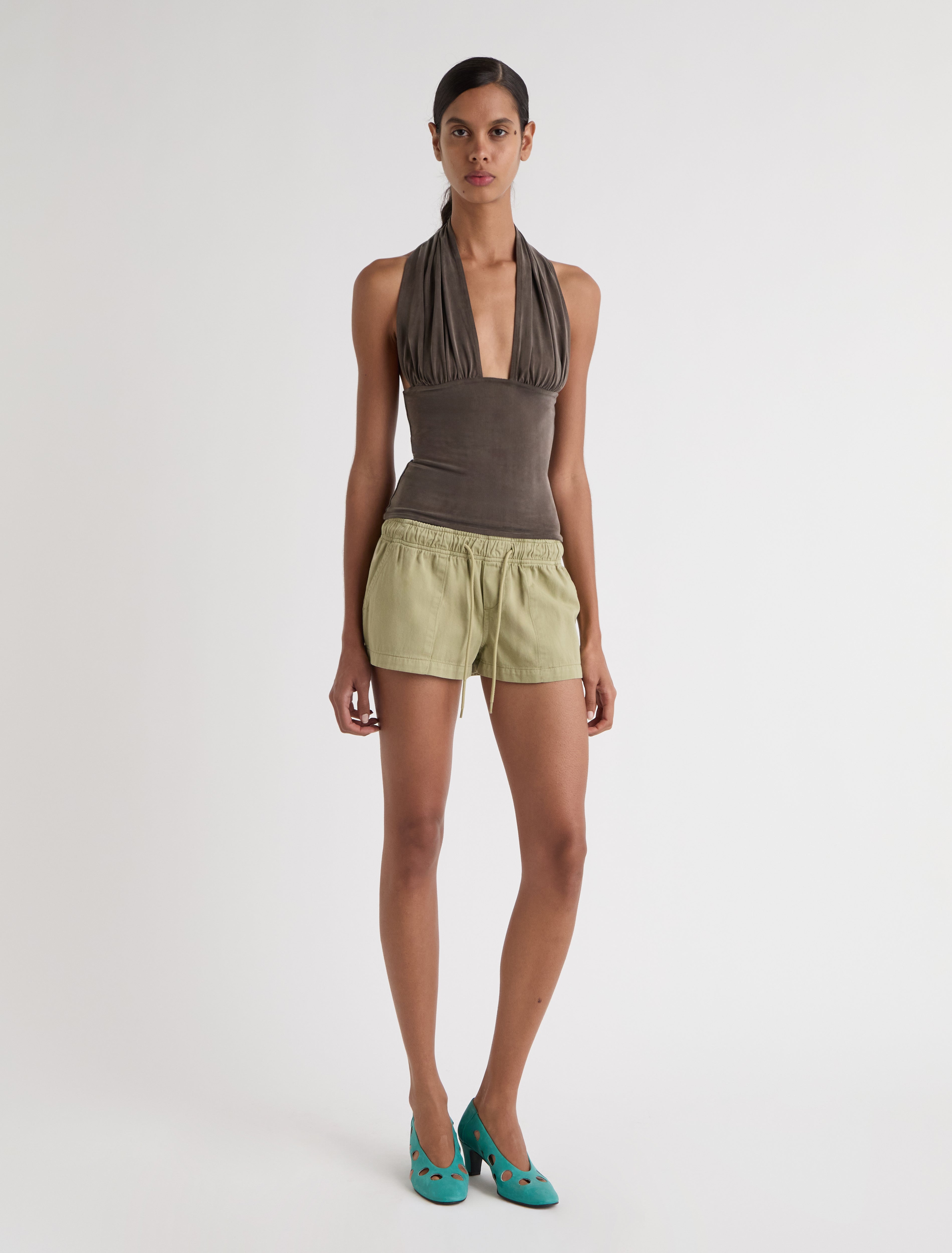 MOPIT-Brown halter cupro top – paloma wool