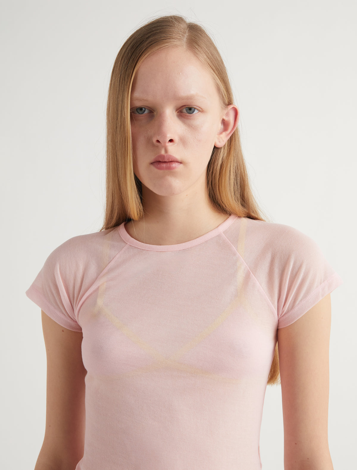 OMU-Soft pink delicate, slightly sheer top with PW embroidery