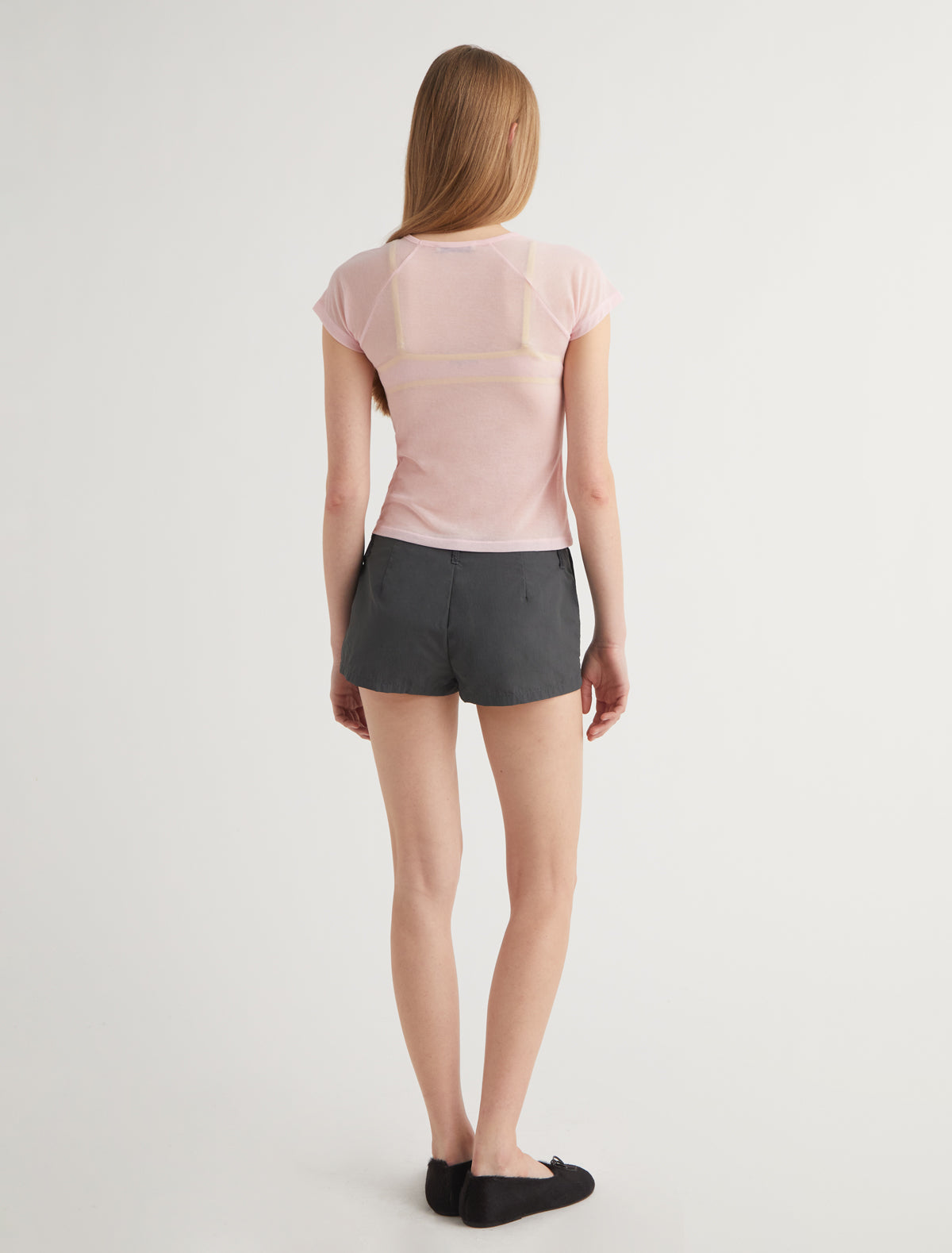 OMU-Soft pink delicate, slightly sheer top with PW embroidery