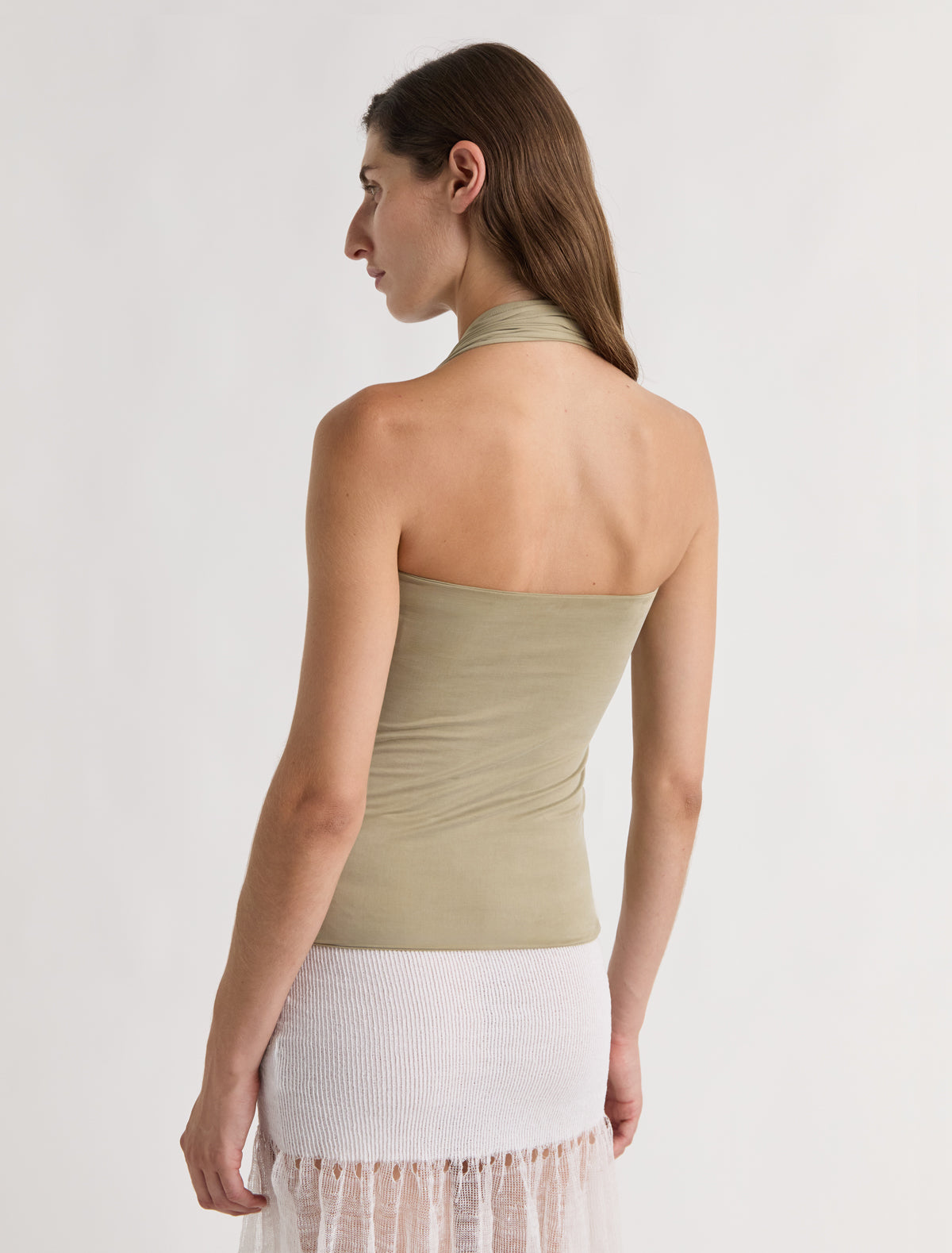 Rima halter neck top cut out detail khaki