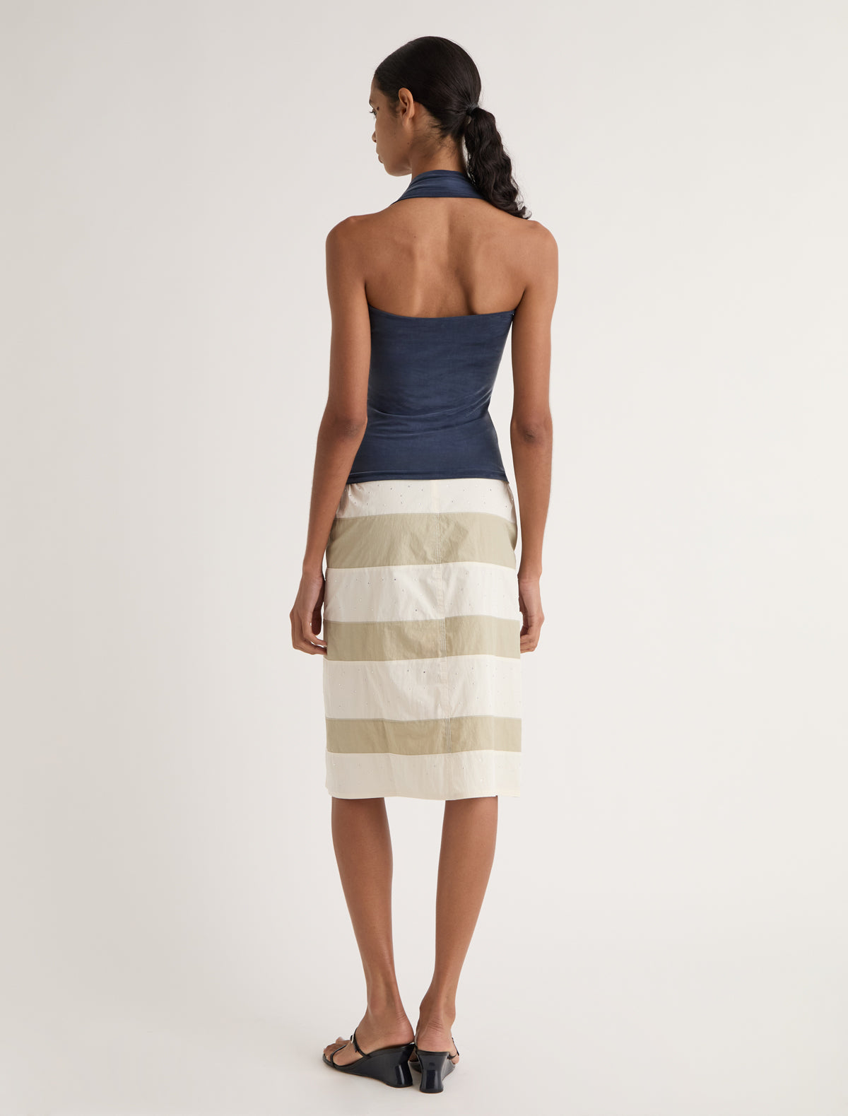 Rima halter neck top cut out detail navy