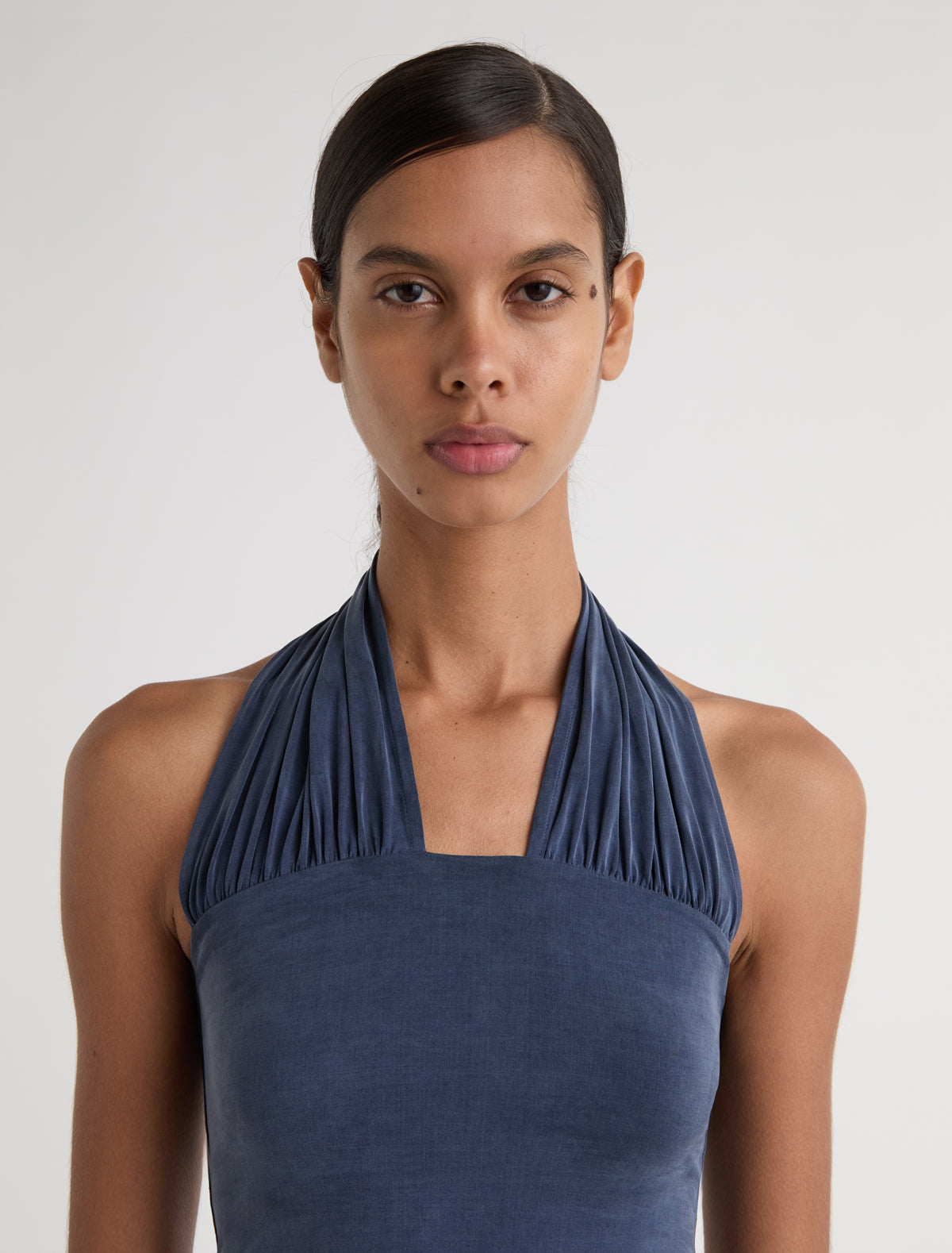 Rima halter neck top cut out detail navy