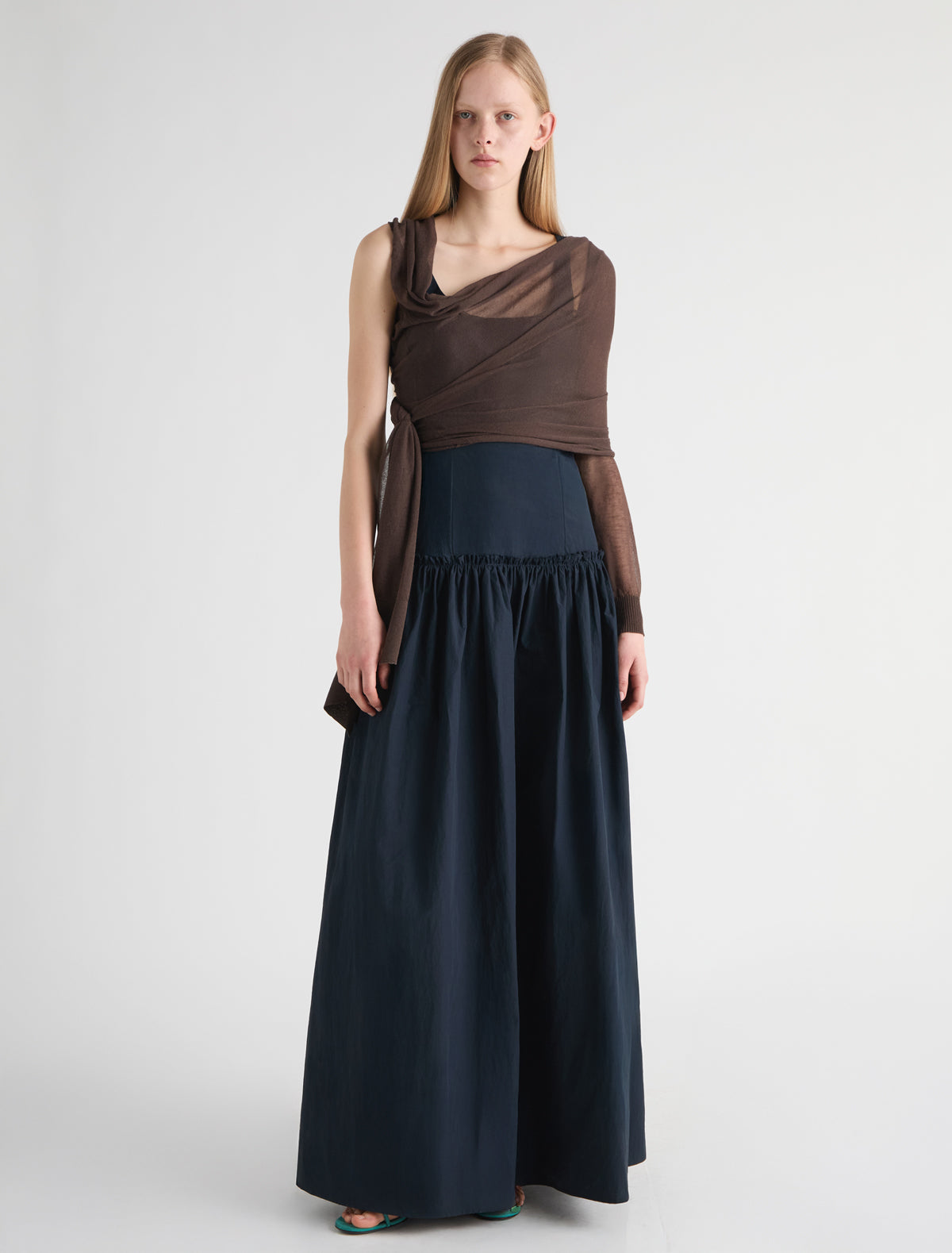 paloma wool ポンチョ SAMIRA-Brown wrap-style knit top with an asymmetric design