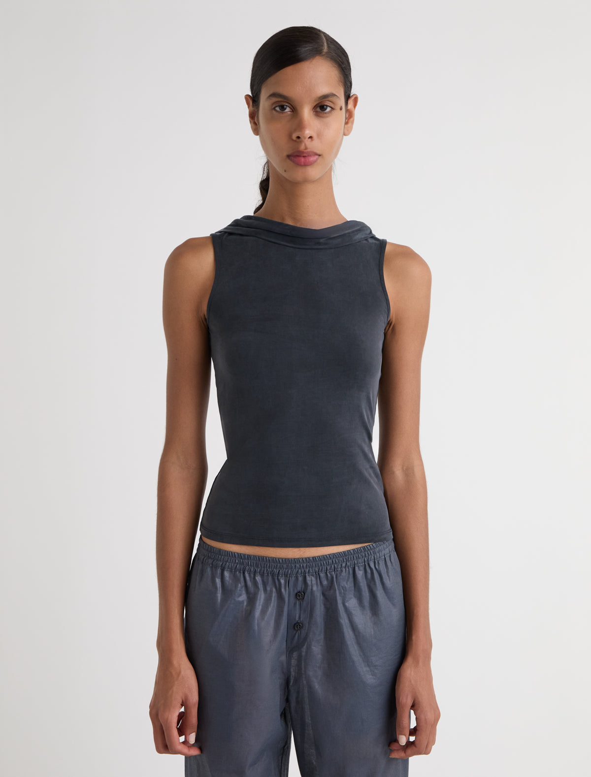 TARO-Cupro top with open back neckline and draped piece – paloma wool