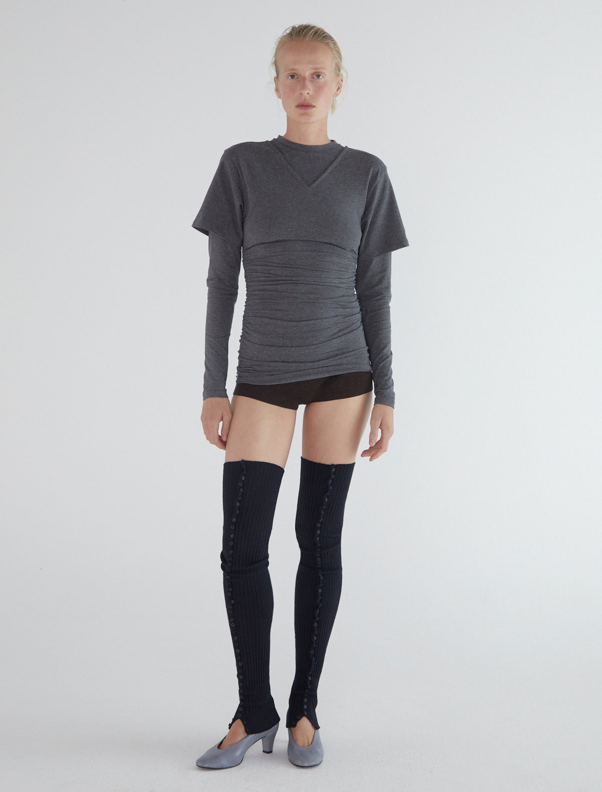 Tintin two layer effect top grey