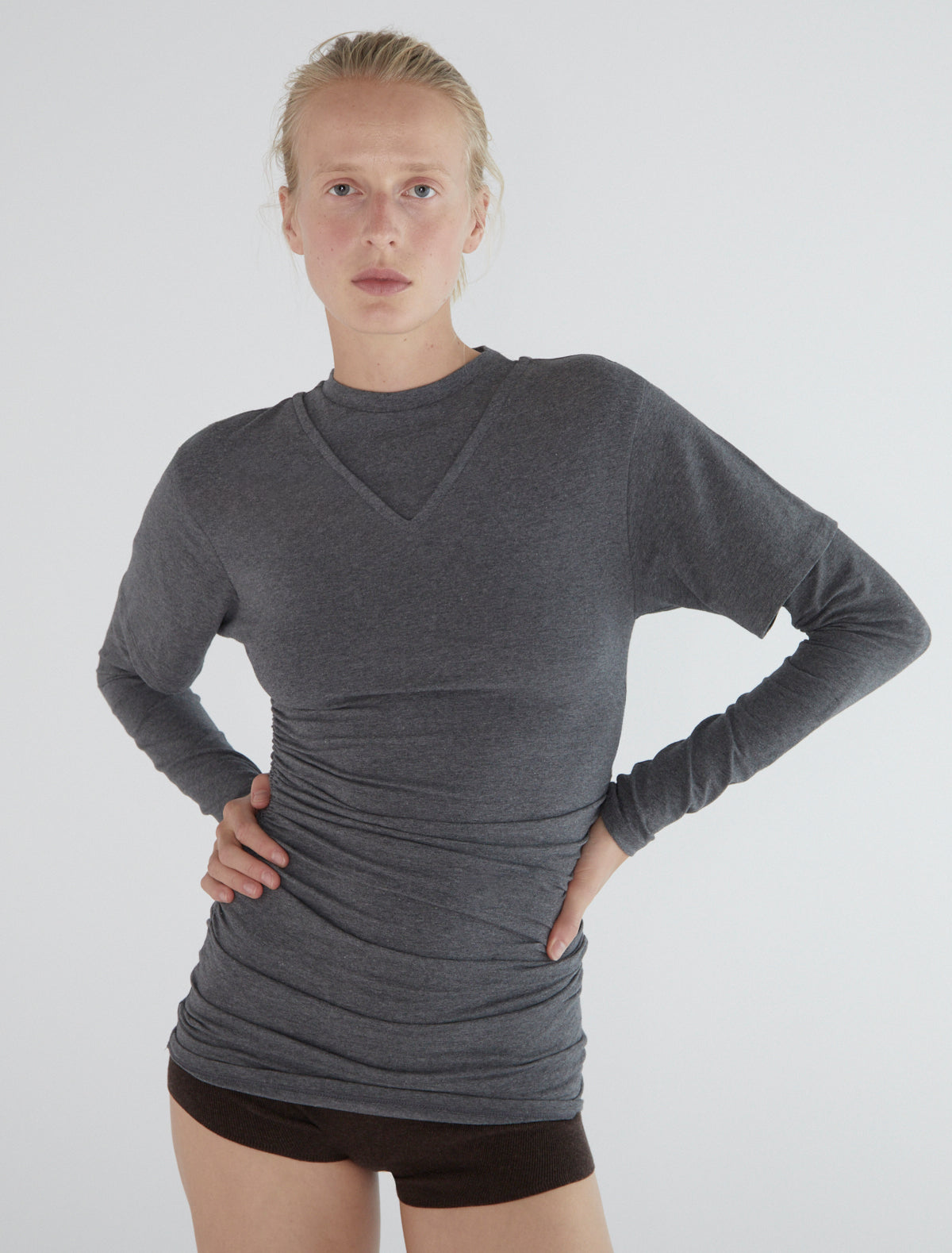 Tintin two layer effect top grey