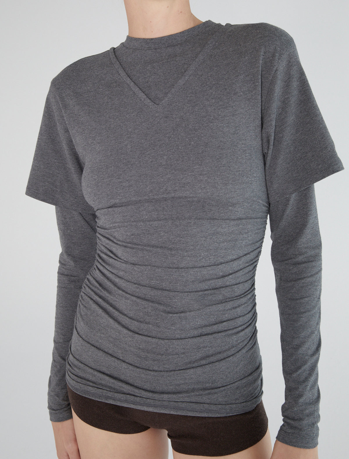 Tintin two layer effect top grey