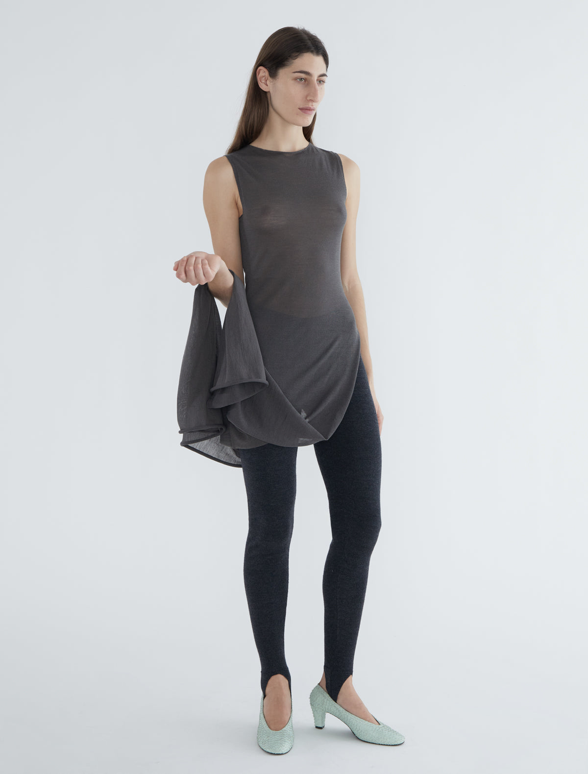 Willy multiposition sleeveless wool top grey