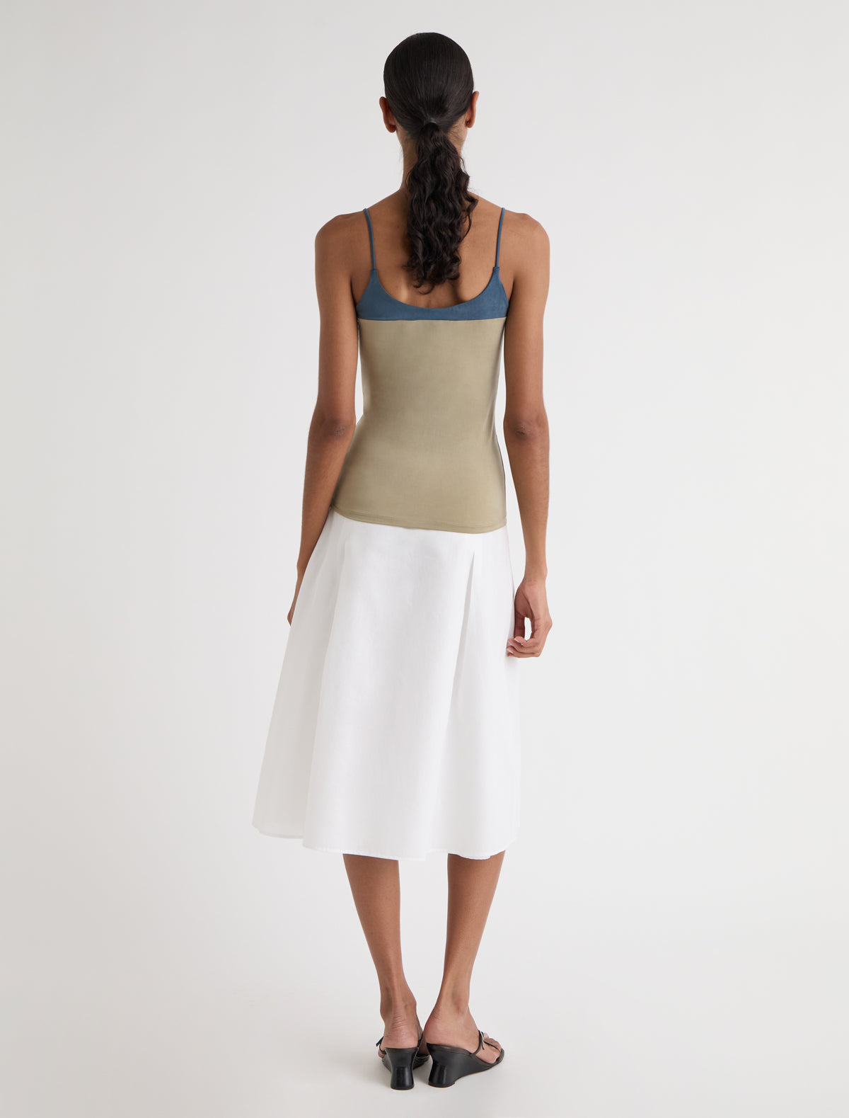 Dimi midi skirt flared silhouette front pocket detailing white