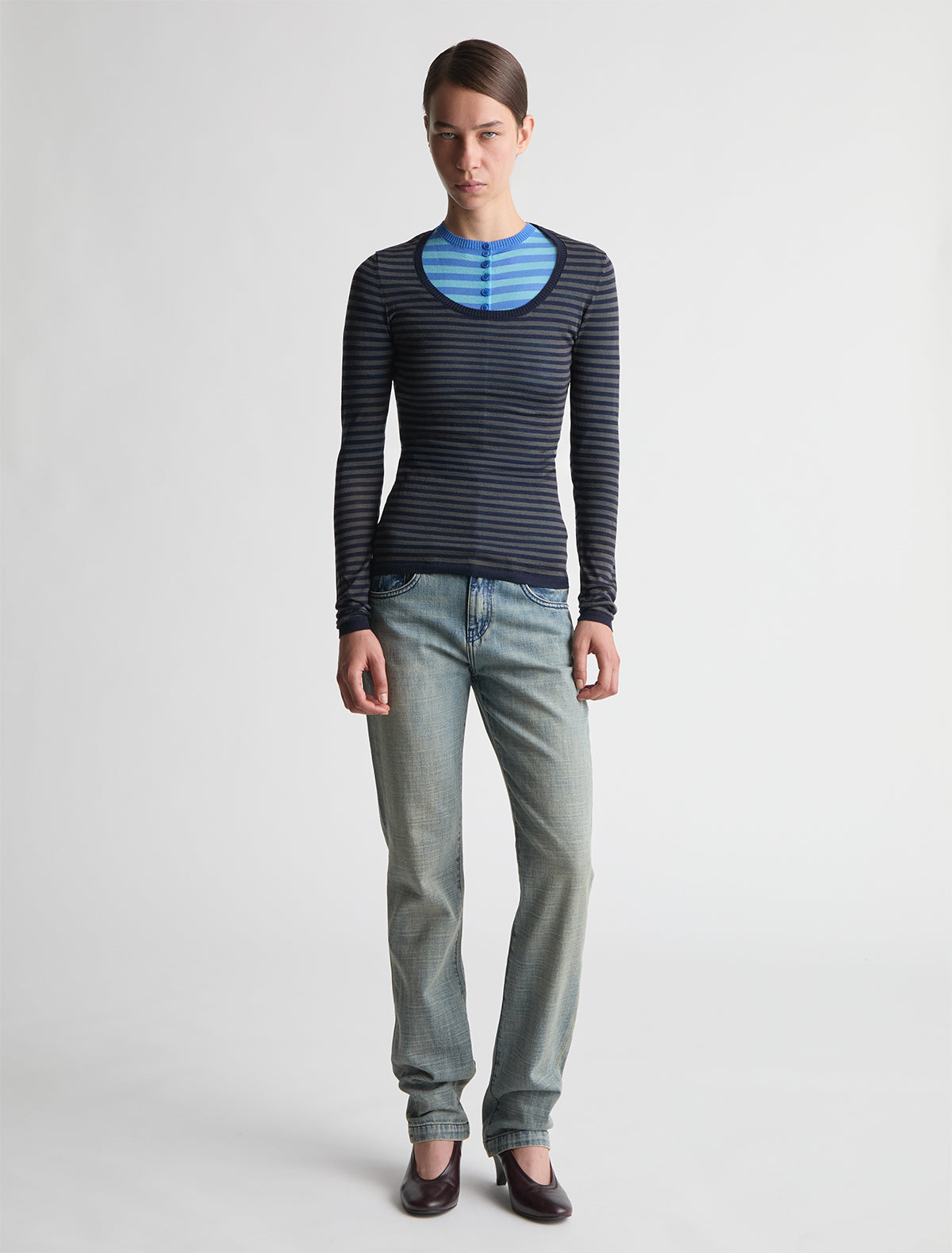 Meli straight denim trousers low waist