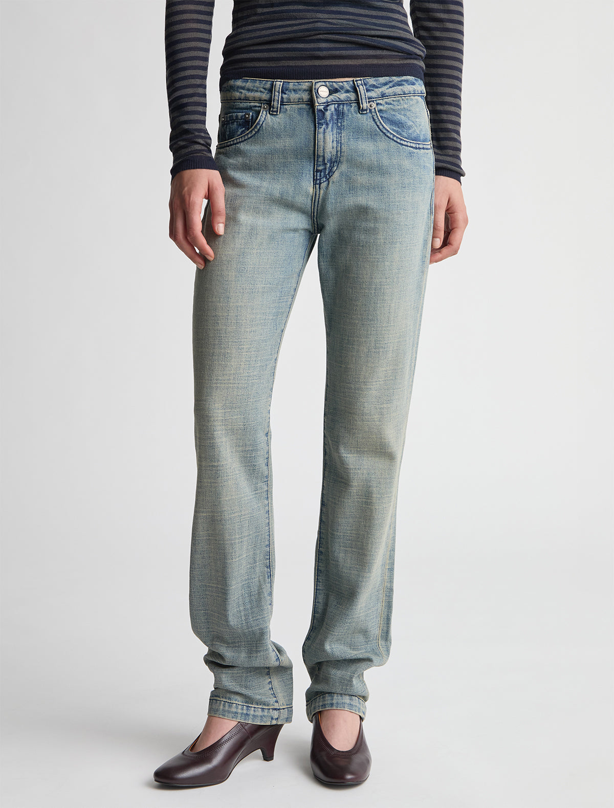 Meli straight denim trousers low waist