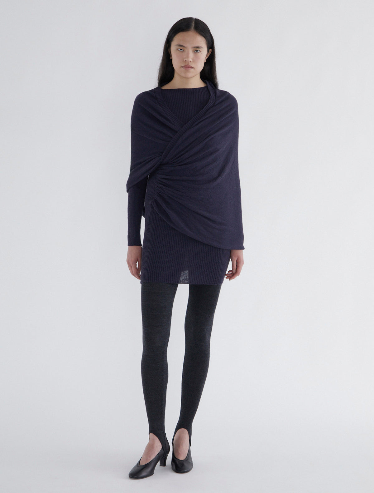 Elio dress ribbed inner dress crossover piece layered look