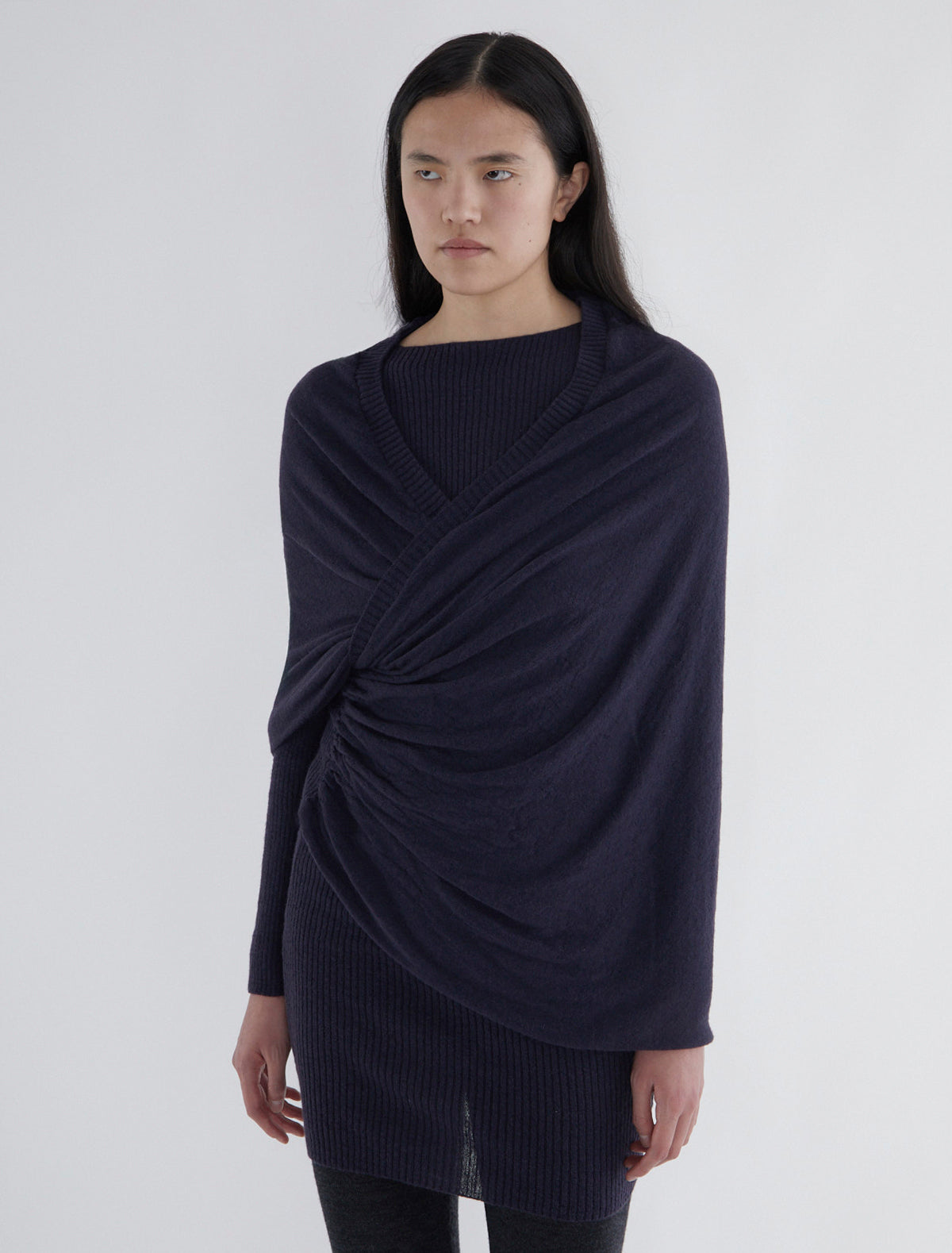 Elio dress ribbed inner dress crossover piece layered look