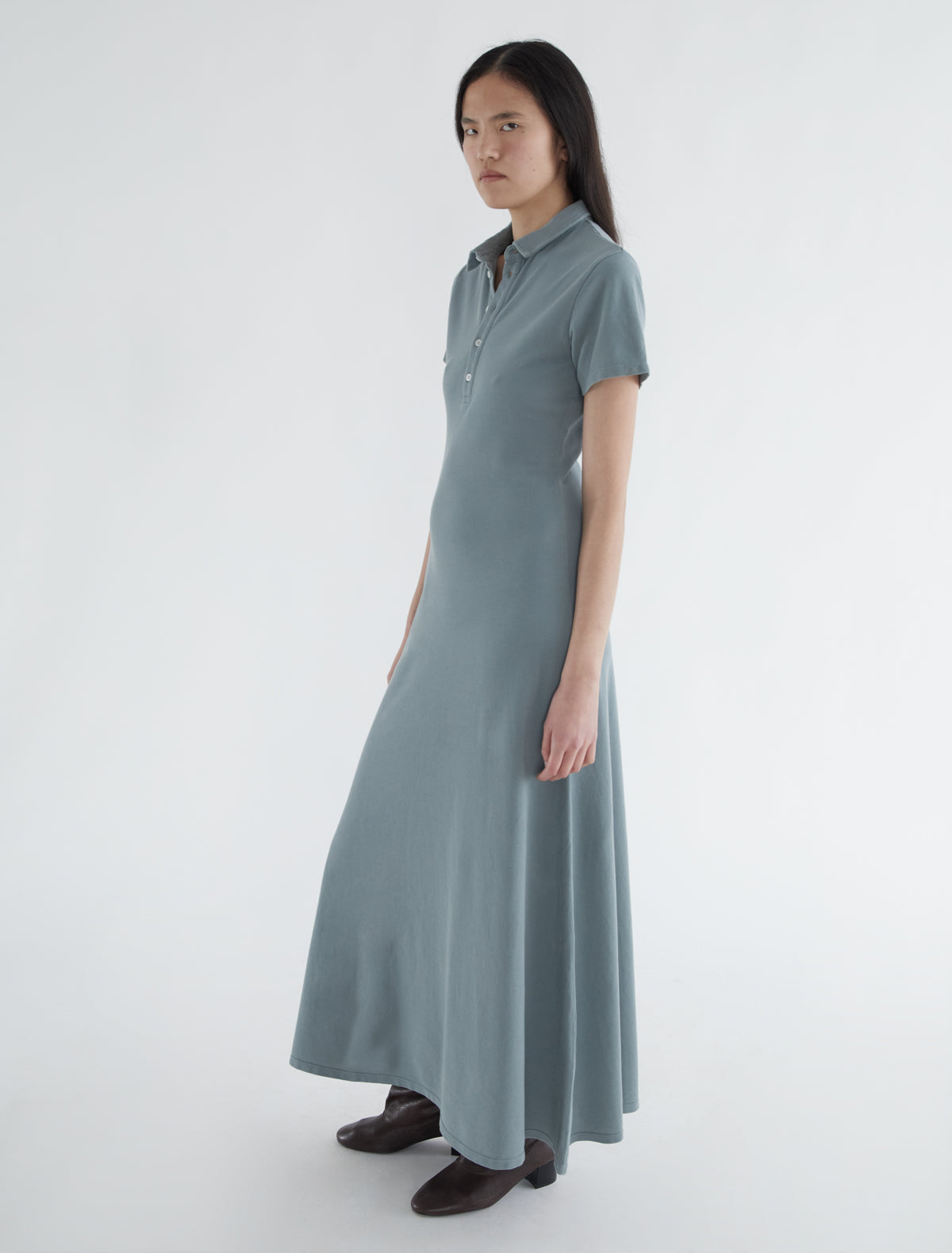 Pw polo short sleeve long dress pique polo fabric