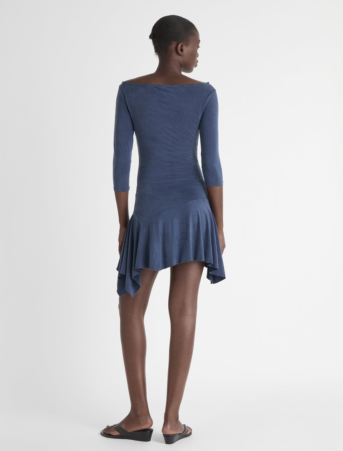medium blue bridesmaid dresses Off the Shoulder Royal Blue Long Bridesmaid Dress with Slit – FancyVestido