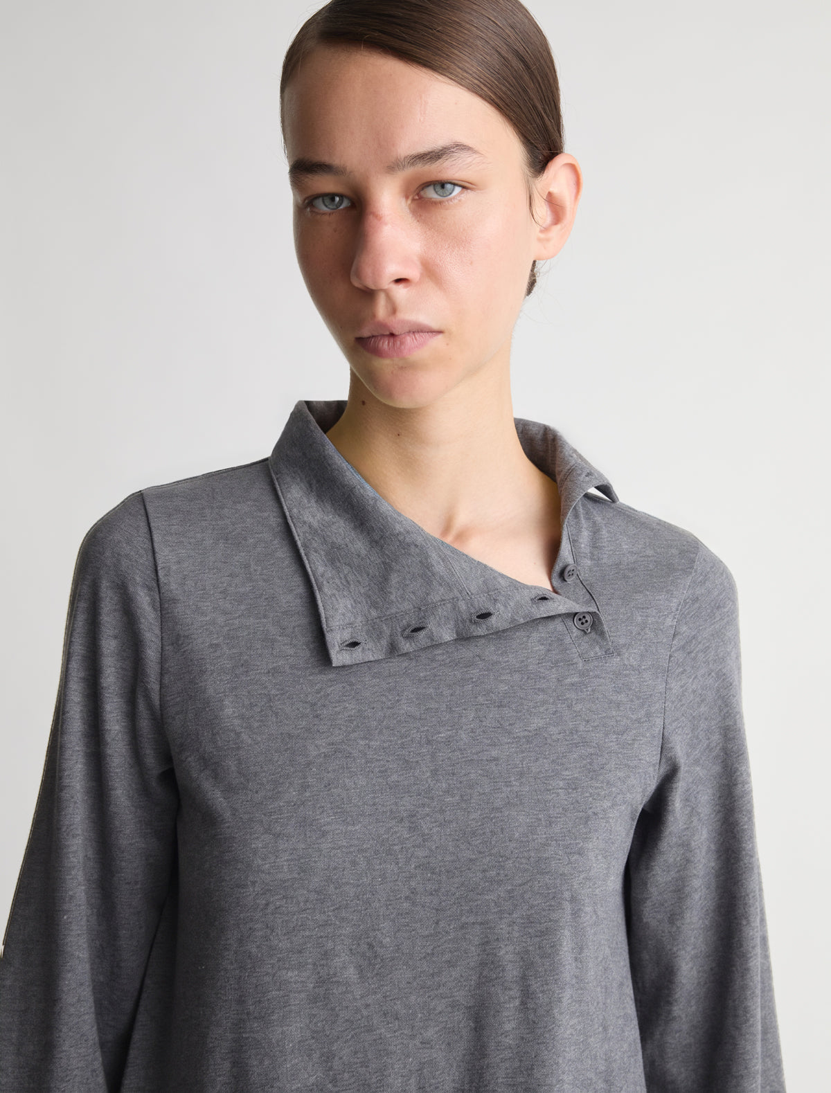 Sara dress drop waist cotton dress gathered voluminous shape grey