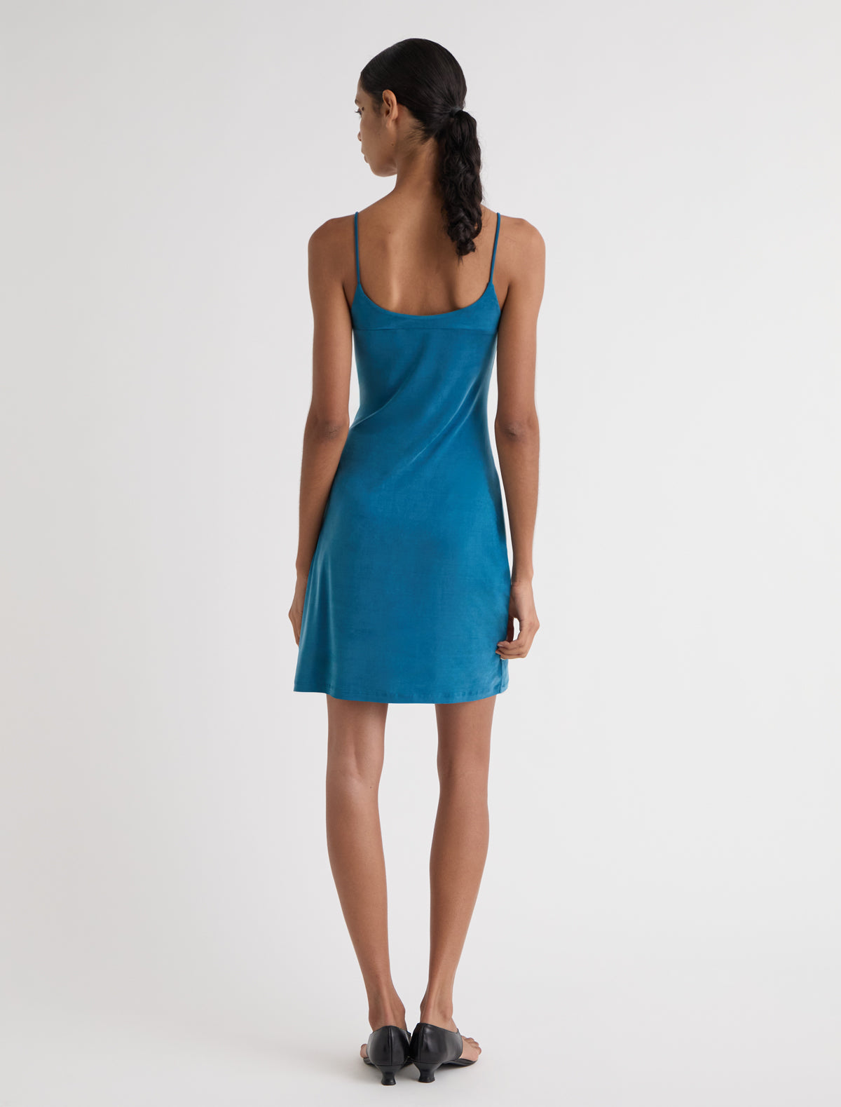ZUNO DRESS-Cyan short strappy cupro dress – paloma wool