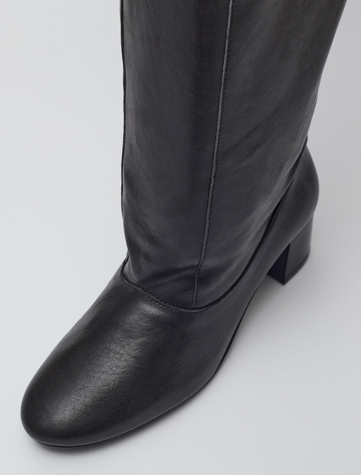 Tall victoria loose high rise leather boots front lacing black