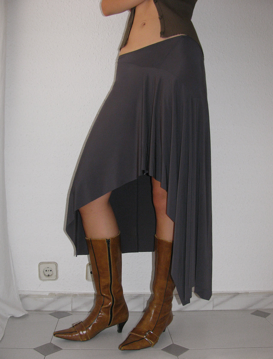 CUCURBITA-Long asymmetric skirt with flared hem