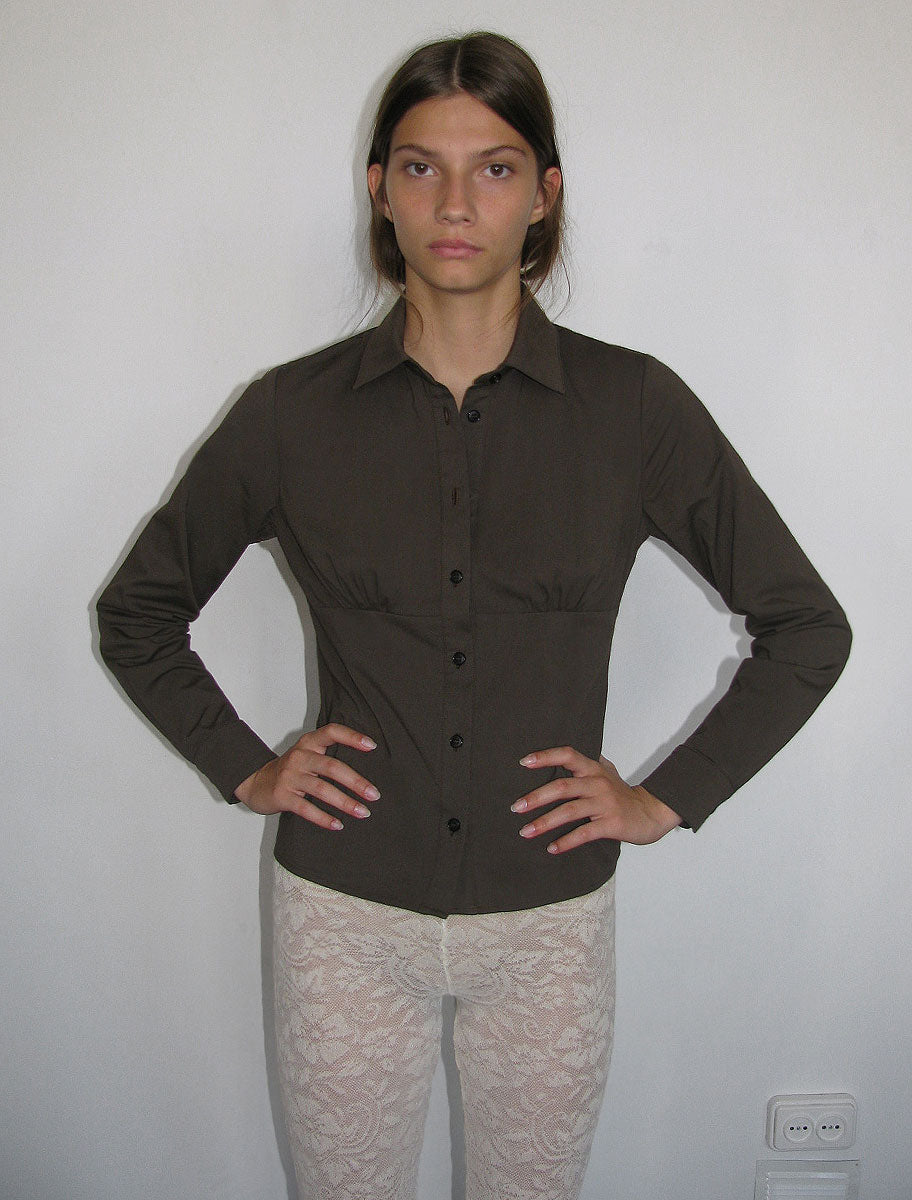 CARMEN-Collar shirt with under chest gathers