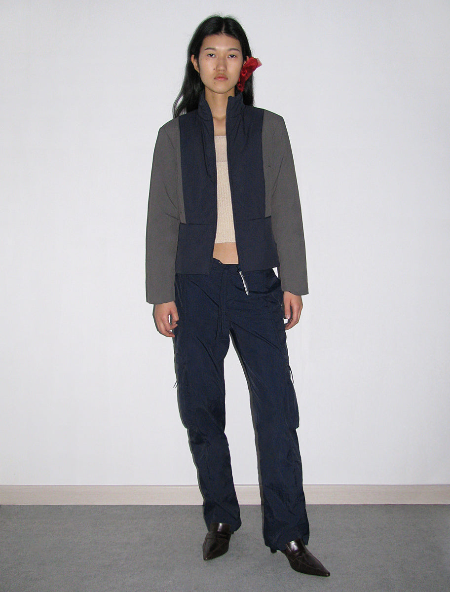 NIA-Fitted recycled down puffer with high neck and side pockets