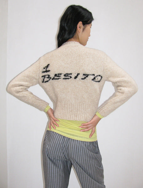 1BESI-Soft knitted cardigan with '1 Besito' intarsia on the back