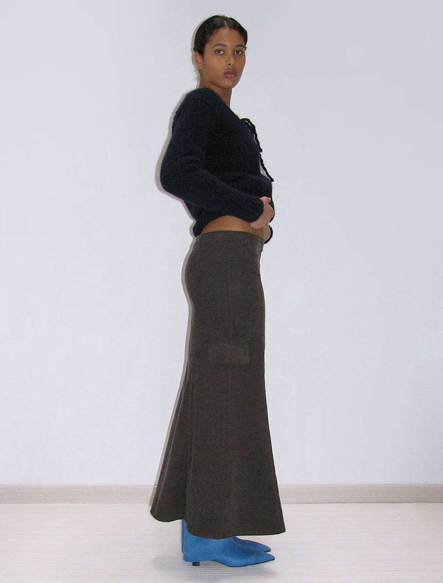 Brioche corduroy midi skirt pockets