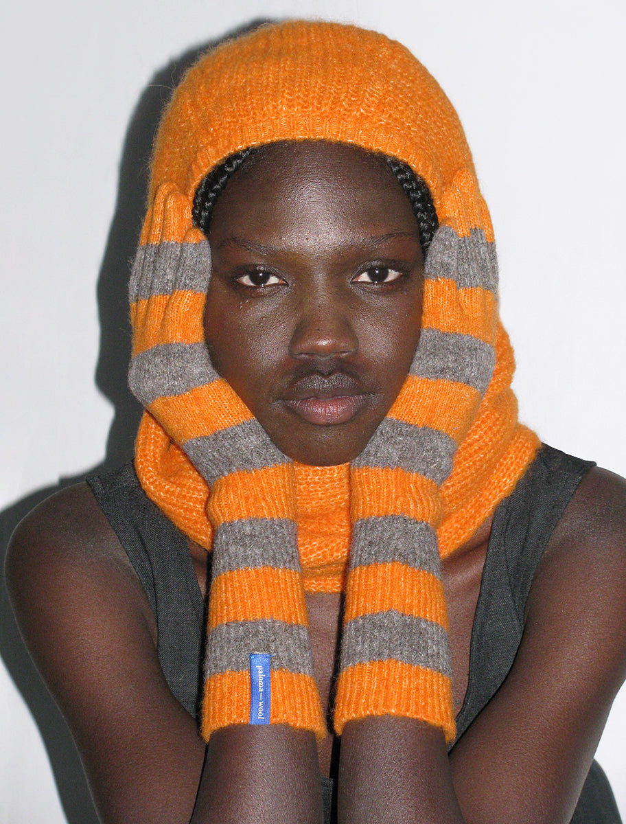 Patum long knitted bicolor gloves orange