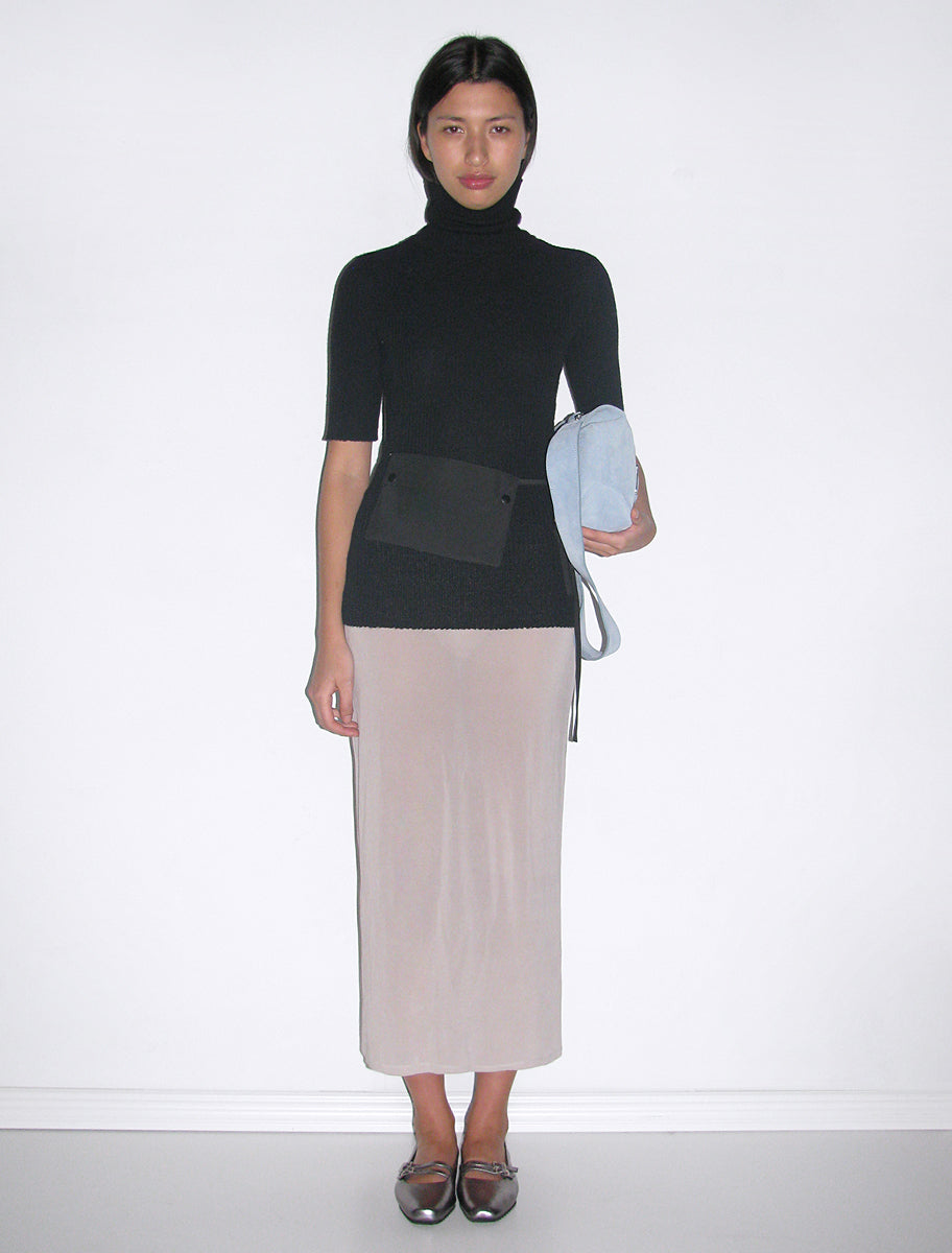 Lichen high neck knitted top removable bag