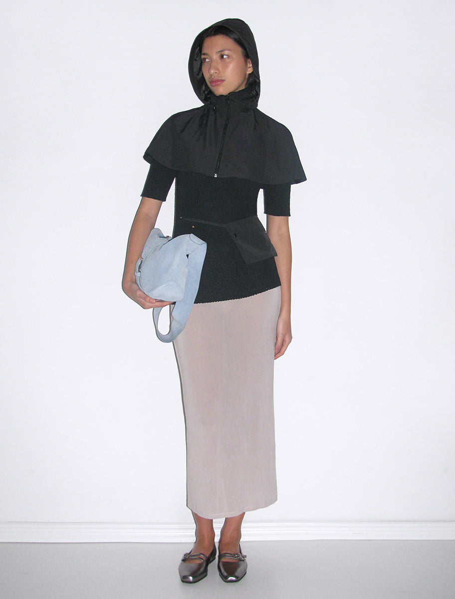 Lichen high neck knitted top removable bag