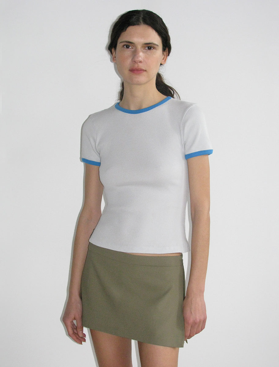 LINX-Light grey ribbed top with silicone paloma wool label